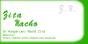 zita macho business card
